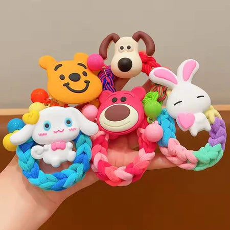 Kawai Cute Cartoon Elastic Hair Bands ( Pack of 4 )